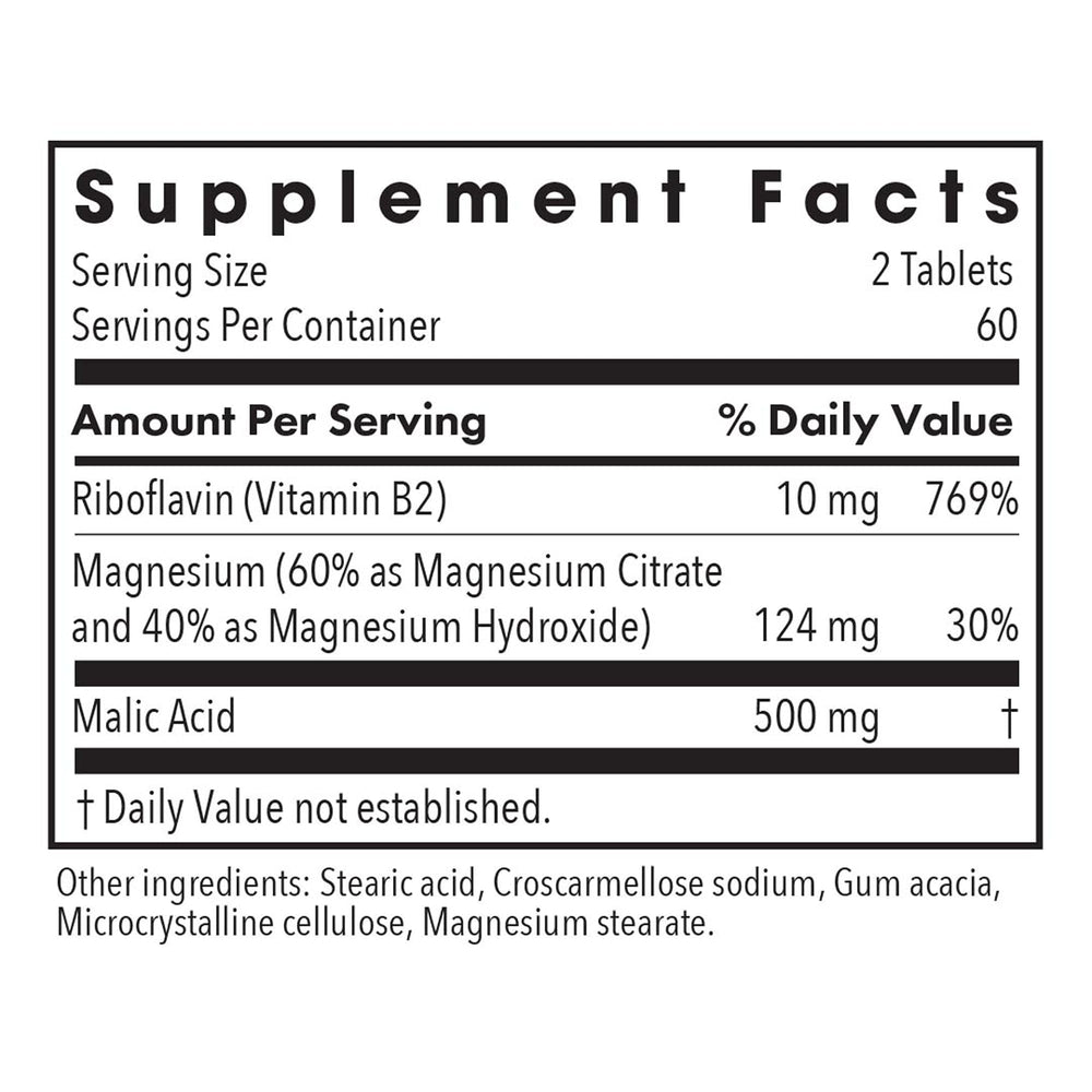 Allergy Research Group Magnesium Malate Forte bottle label highlights ingredients.