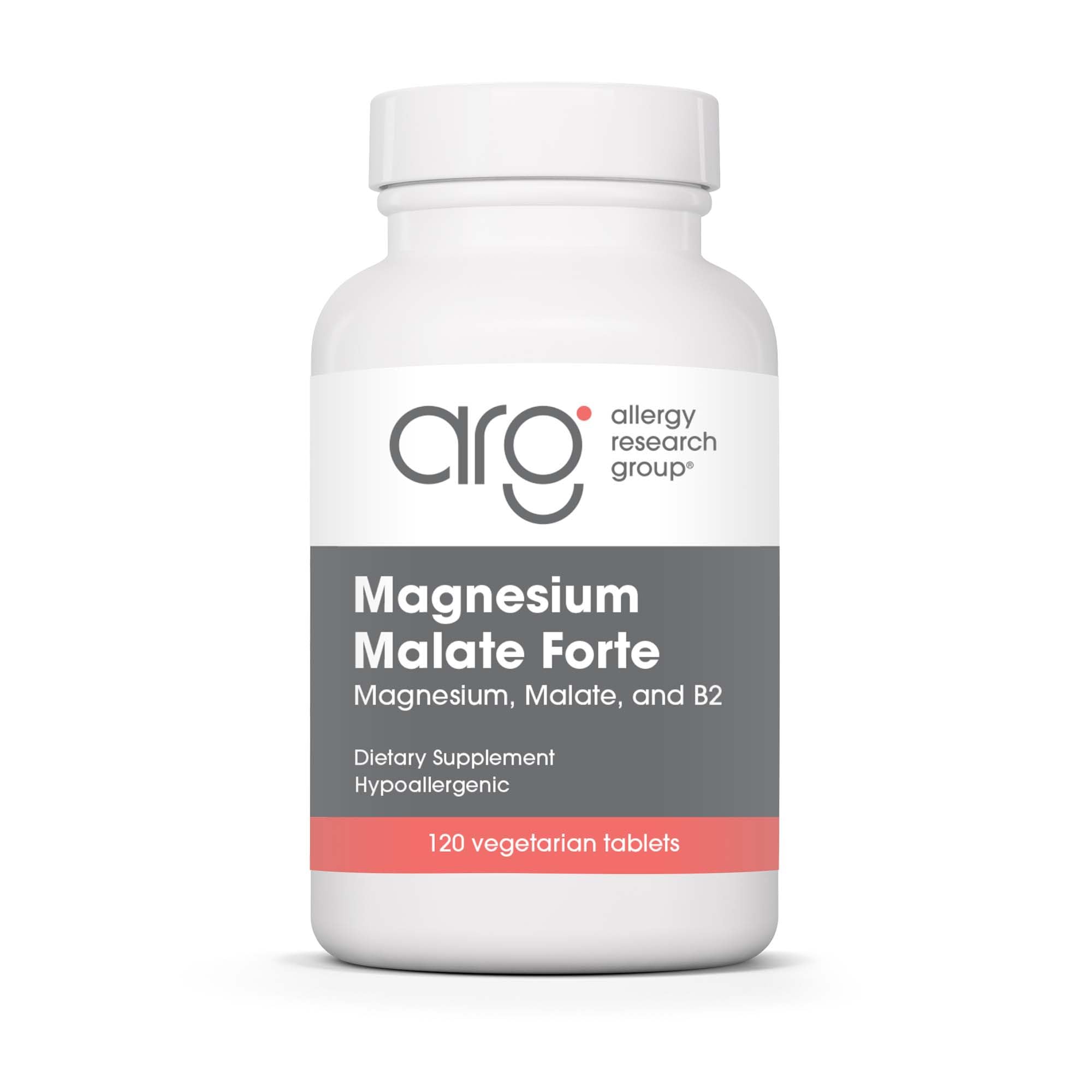 Allergy Research Group Magnesium Malate Forte bottle top view for energy support.