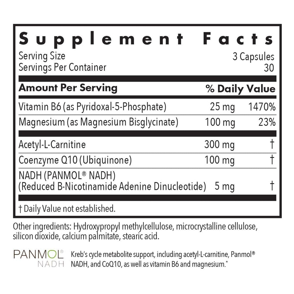 Allergy Research Group Mito Cofactors bottle back detailing ingredients for informed use