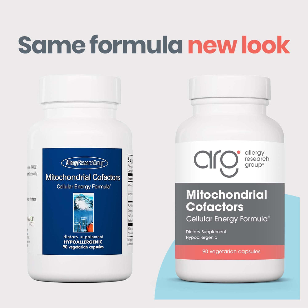 Allergy Research Group Mitochondrial Cofactors capsules closeup show small easy-to-swallow capsules