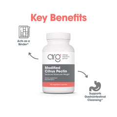 Allergy Research Group Modified Citrus Pectin fiber graphic shows 1.8 g per serving.