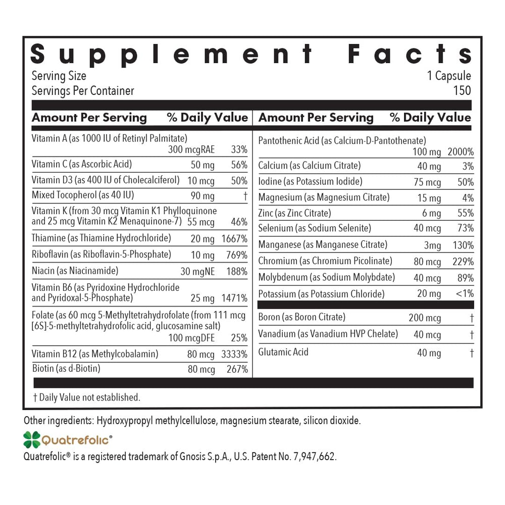 Allergy Research Group Multi-Vi-Min capsules arranged for easy daily supplementation