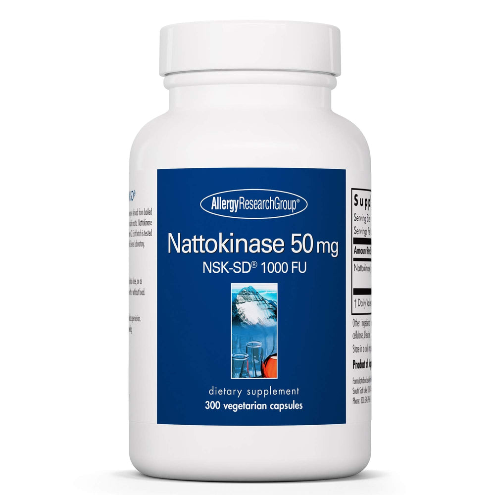Allergy Research Group nattokinase bottle highlighting circulatory support potential