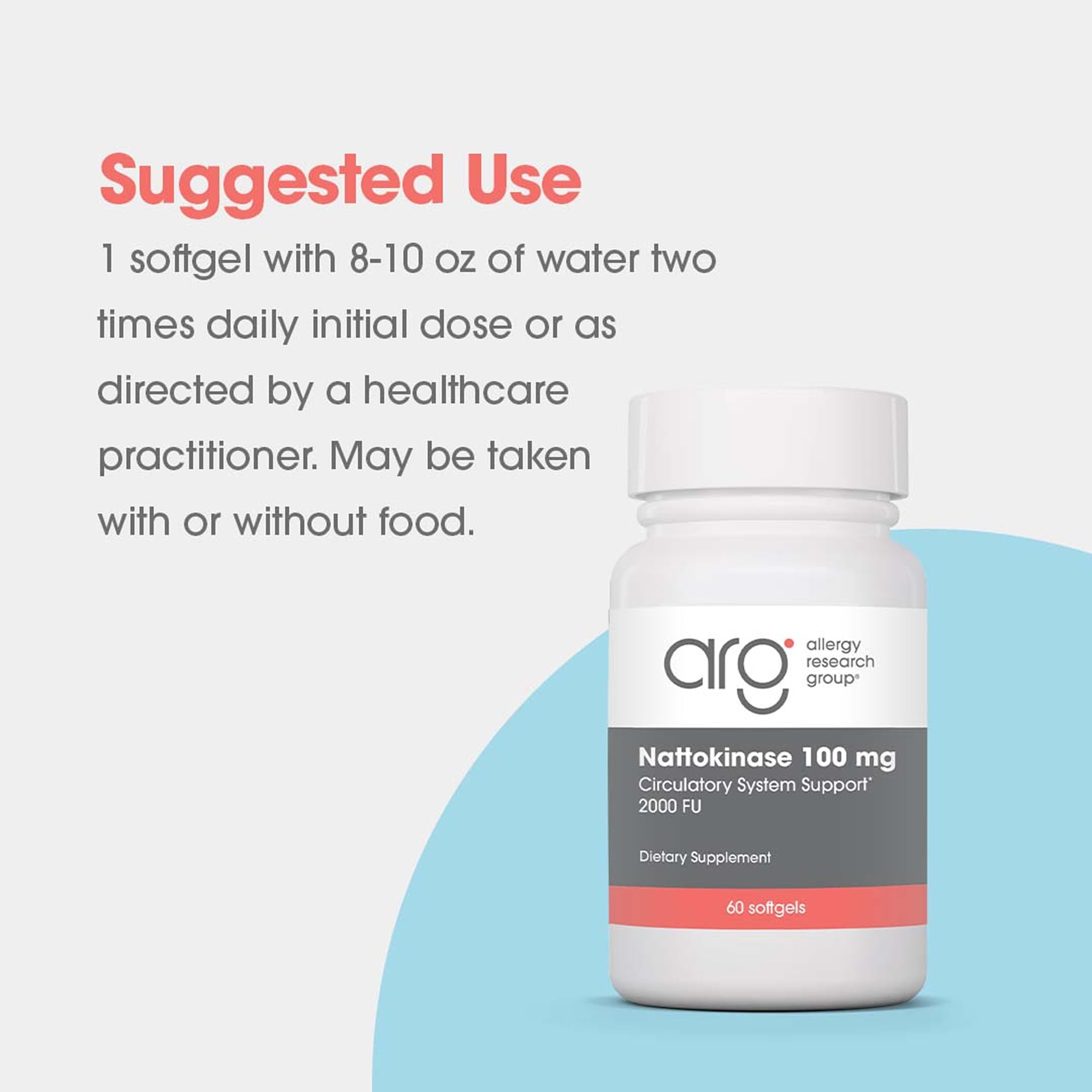 Allergy Research Group nattokinase NSK-SD with water for daily dosing