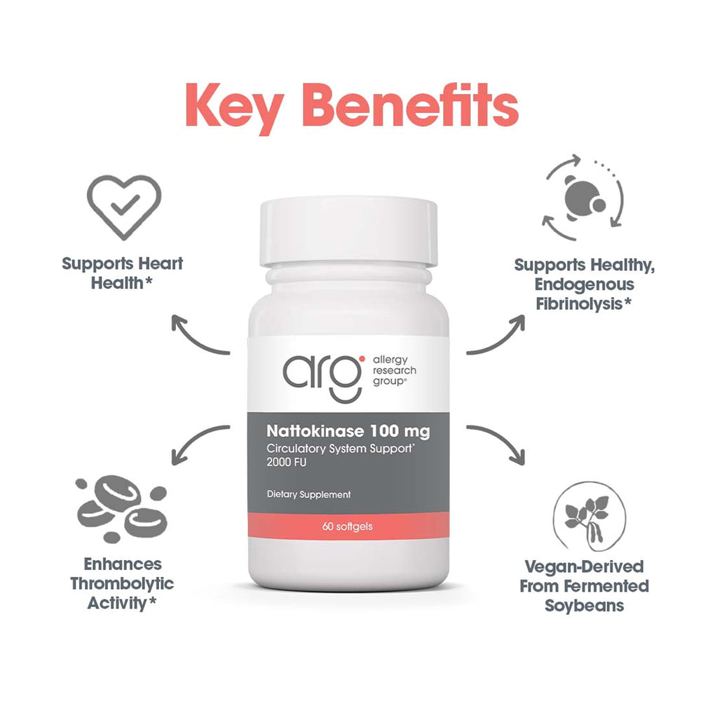 Allergy Research Group nattokinase NSK-SD softgels pack shot close-up