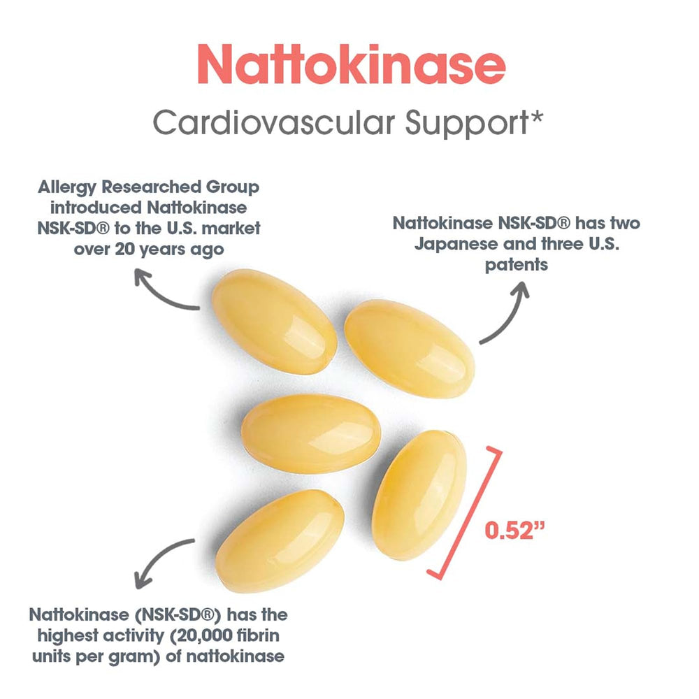 Product packaging of Allergy Research Group nattokinase