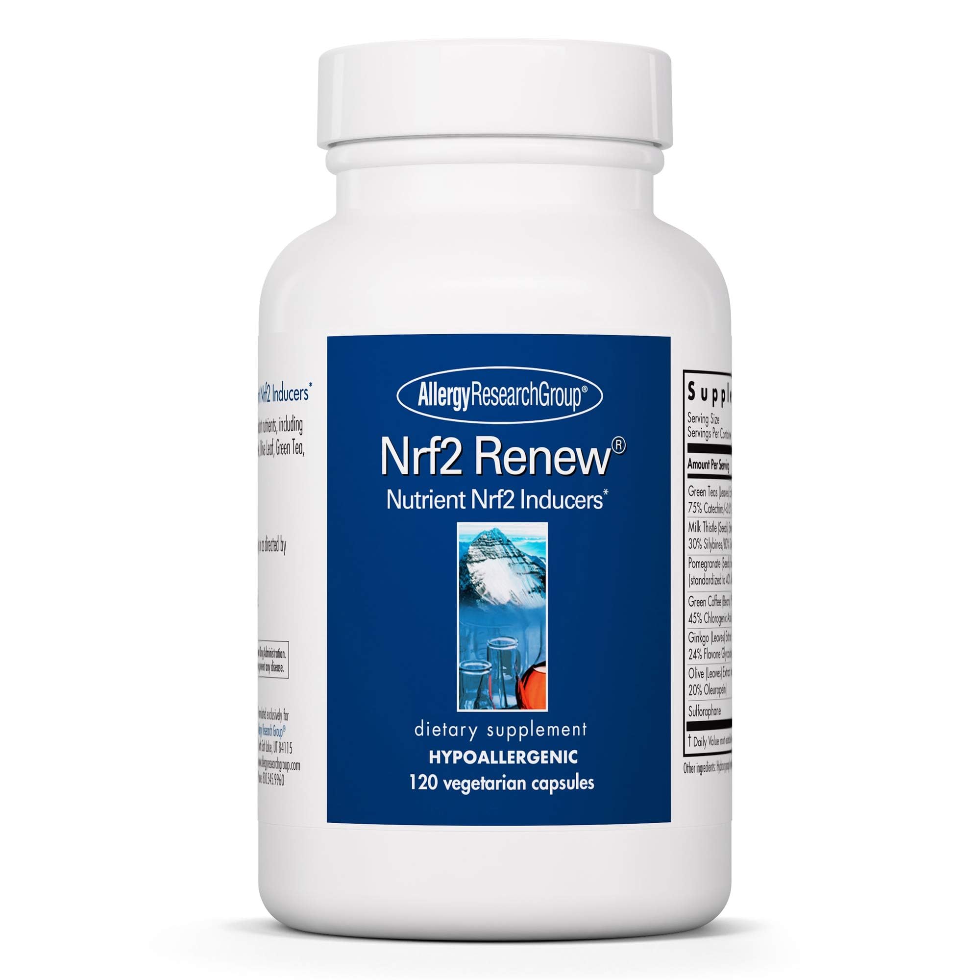 Allergy Research Group Nrf2 Renew bottle on shelf for daily use