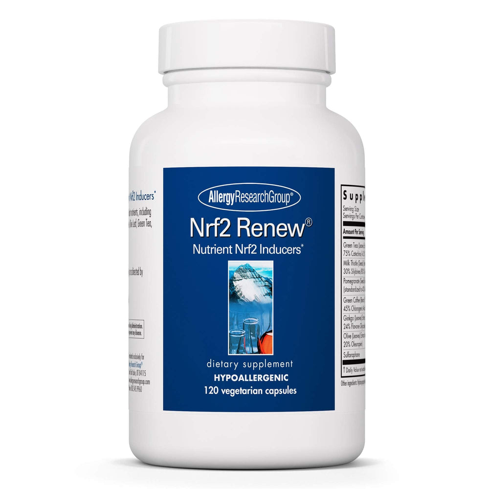 Allergy Research Group Nrf2 Renew bottle on shelf for daily use
