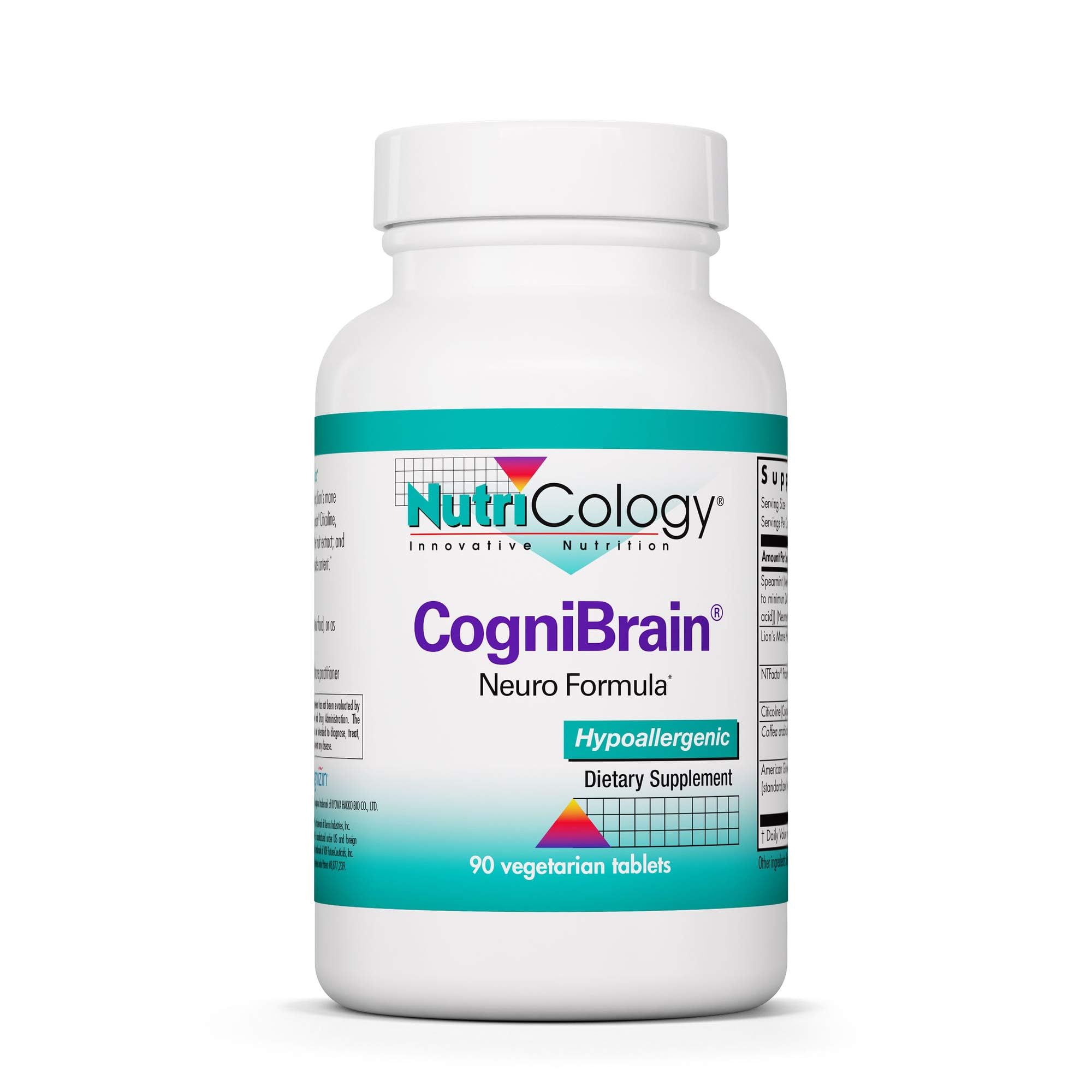 Allergy Research Group Cognibrain bottle front view highlighting brain support ingredients