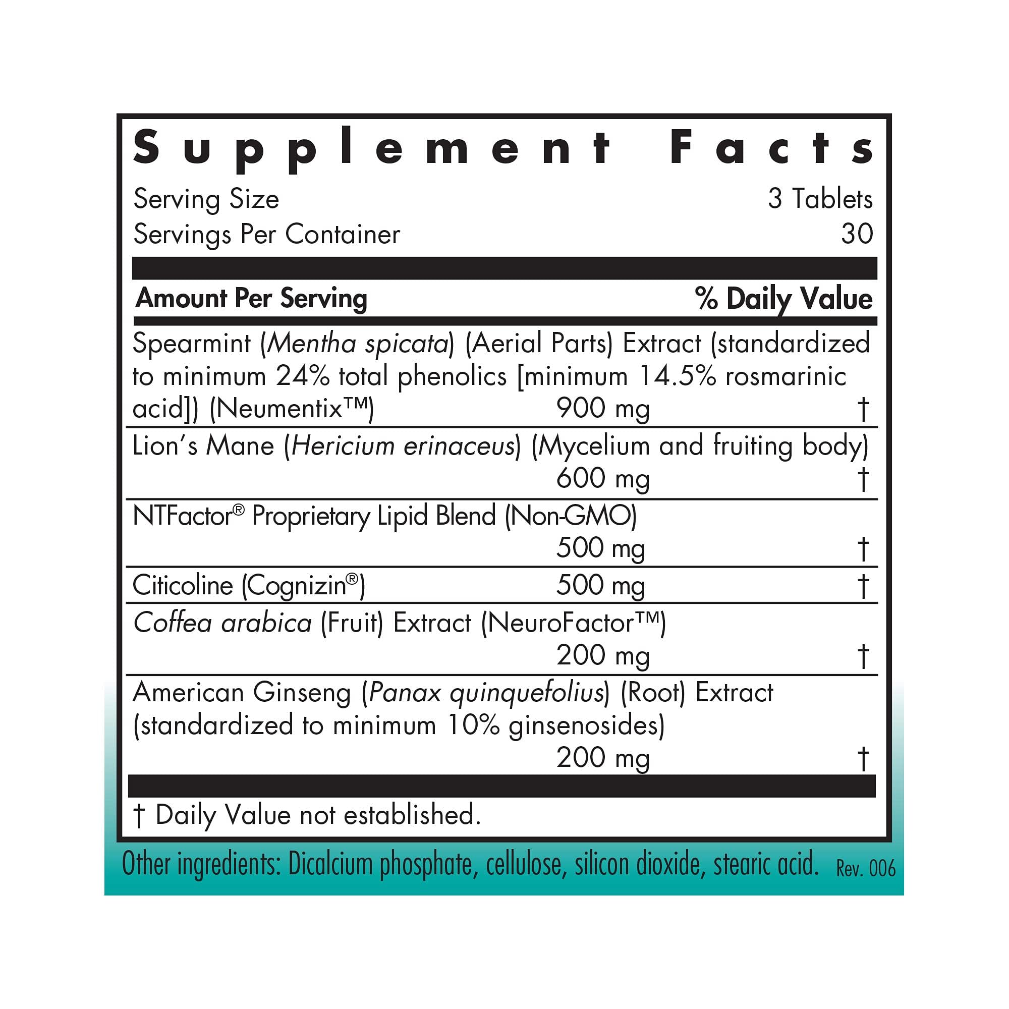 Allergy Research Group Cognibrain bottle label showing key nutrients and benefits