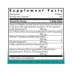 Allergy Research Group Cognibrain bottle label showing key nutrients and benefits
