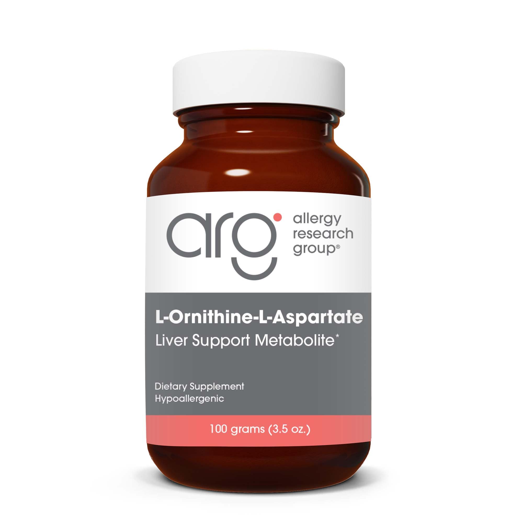 Allergy Research Group L-Ornithine-L-Aspartate powder bottle for easy daily use.