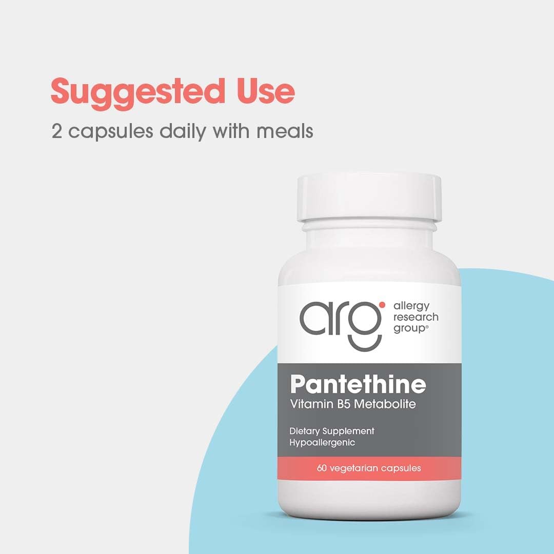 Allergy Research Group Pantethine bottle front view positioned for cardiovascular and liver support.