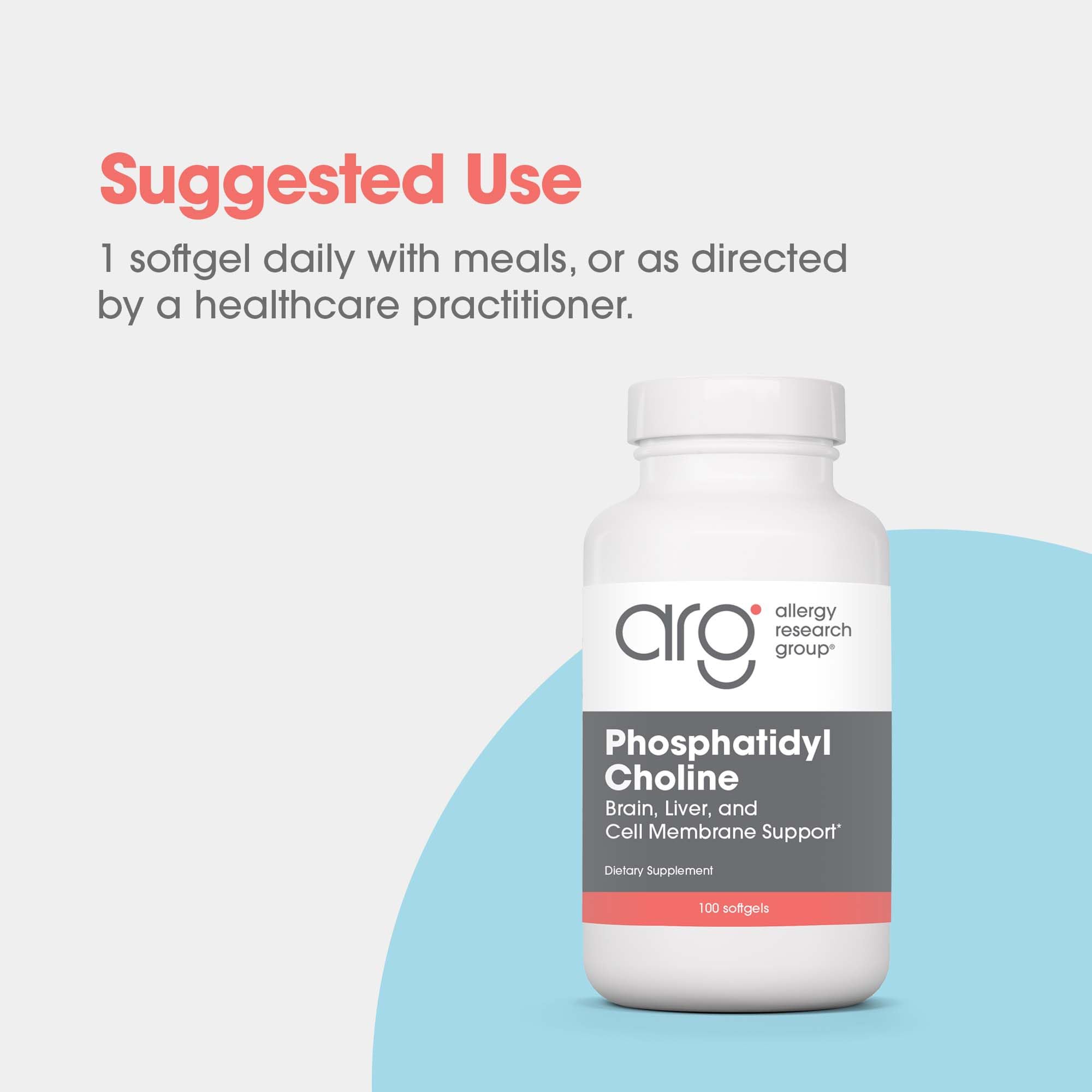 Allergy Research Group phosphatidylcholine dosage scoop shown for easy intake.