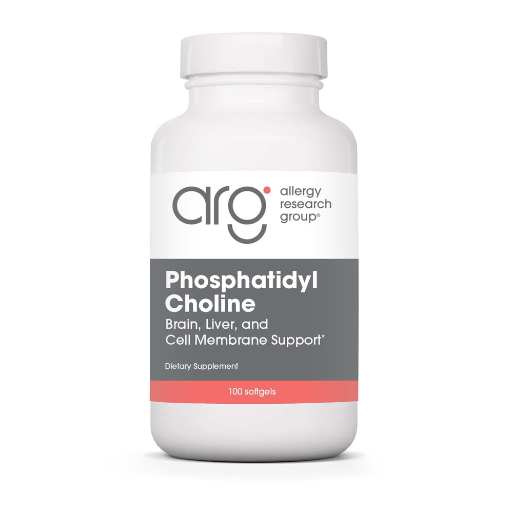 Allergy Research Group phosphatidylcholine softgels bottle for liver support and digestion.