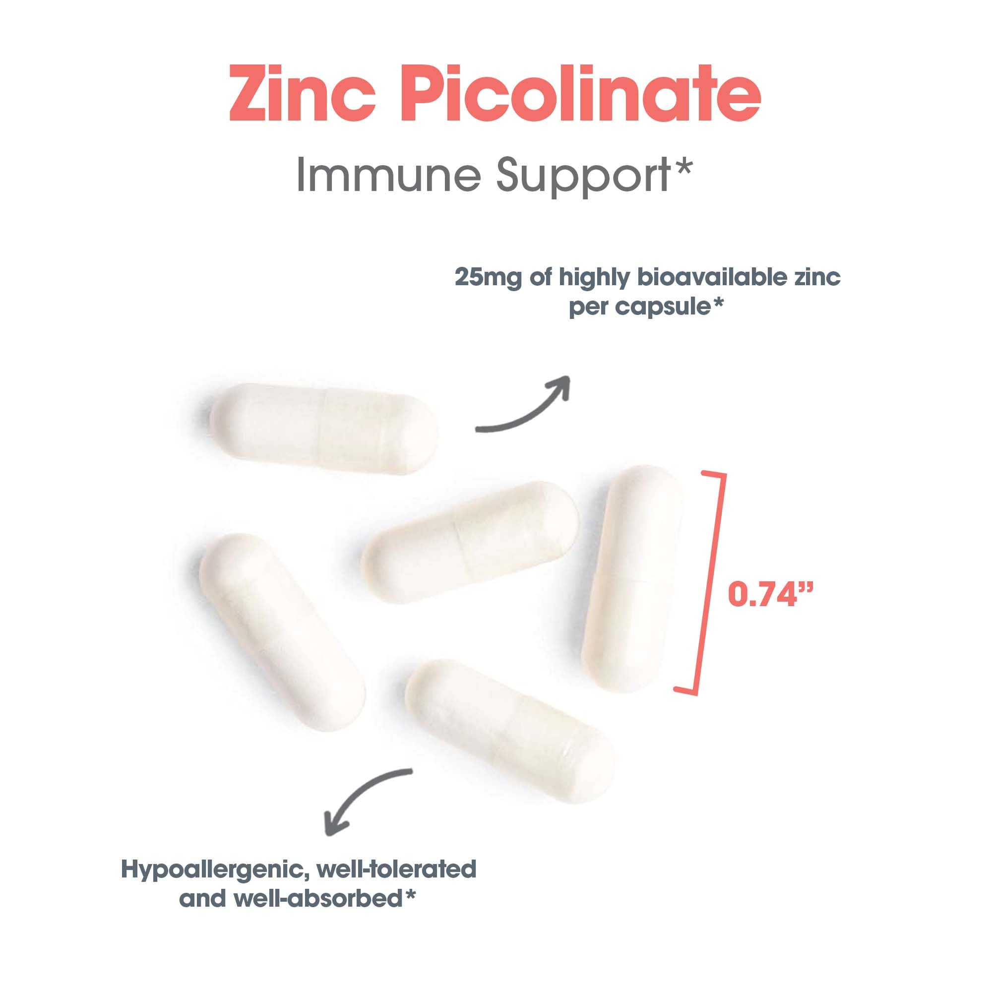 ARG Zinc Picolinato: cápsulas vegetales aptas para dietas hipoalergénicas.
