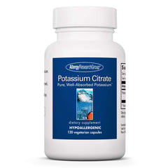Allergy Research Group Potassium Citrate bottle front highlights pure, well-absorbed mineral support.