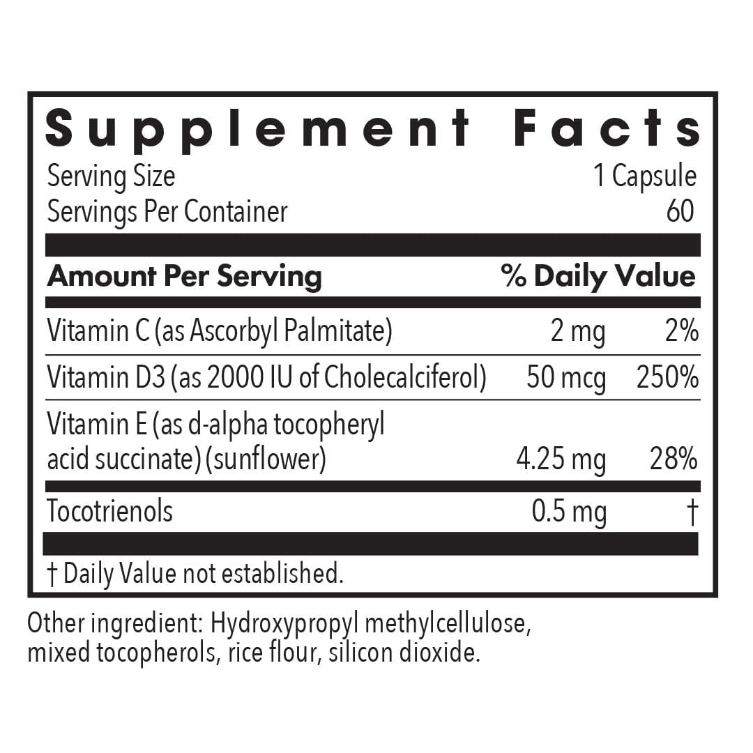 Allergy Research Group Super D3 bottle label close-up with nutrients and gluten-free promise.