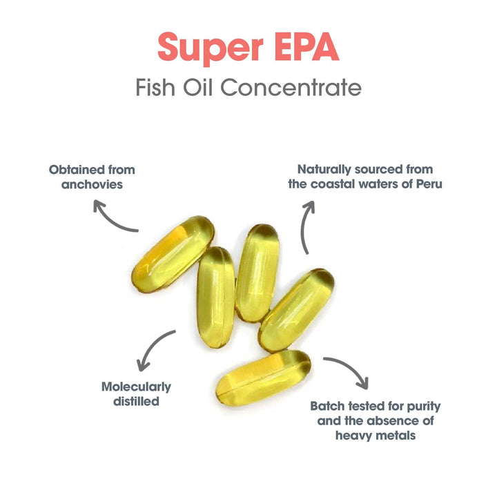 Allergy Research Group Super EPA bottle with ingredients panel emphasizing hypoallergenic formula
