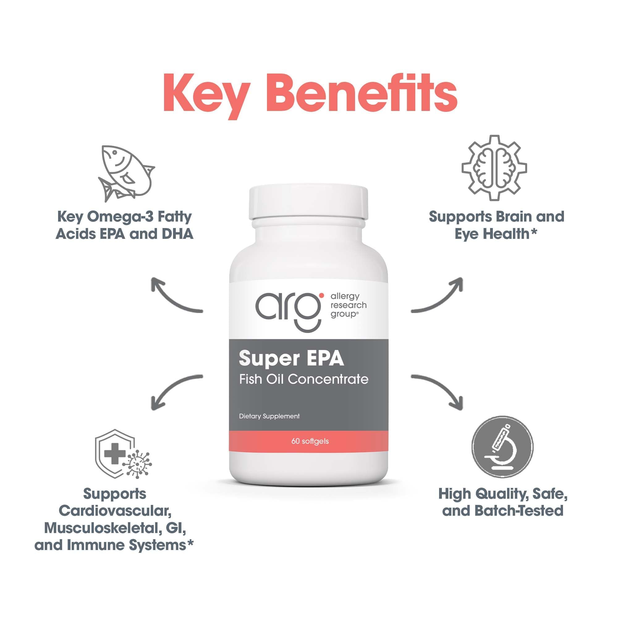 Allergy Research Group Super EPA bottle being poured for a daily supplementation routine
