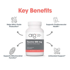 Taurine 500mg capsules being poured from bottle for easy absorption.