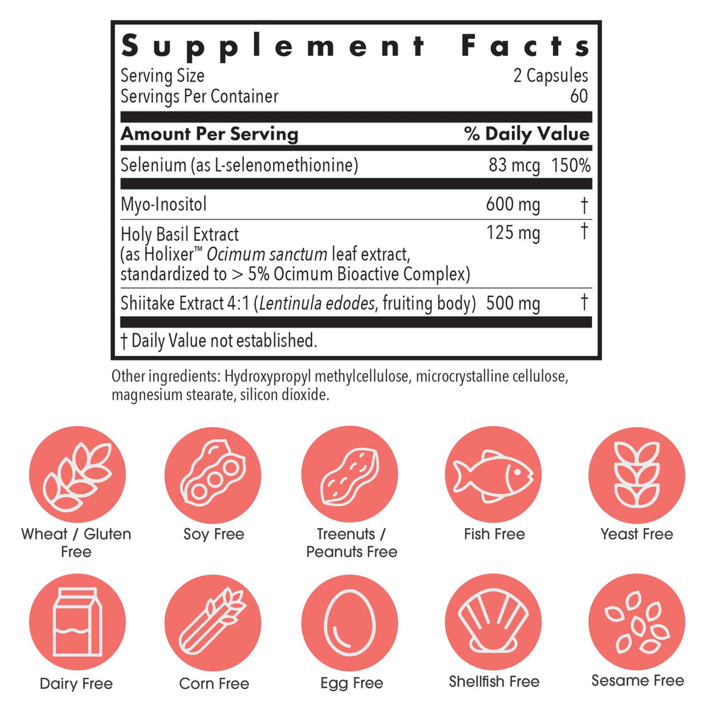 Allergy Research Group Thyroid Zen Defense capsules poured from bottle for easy daily use.