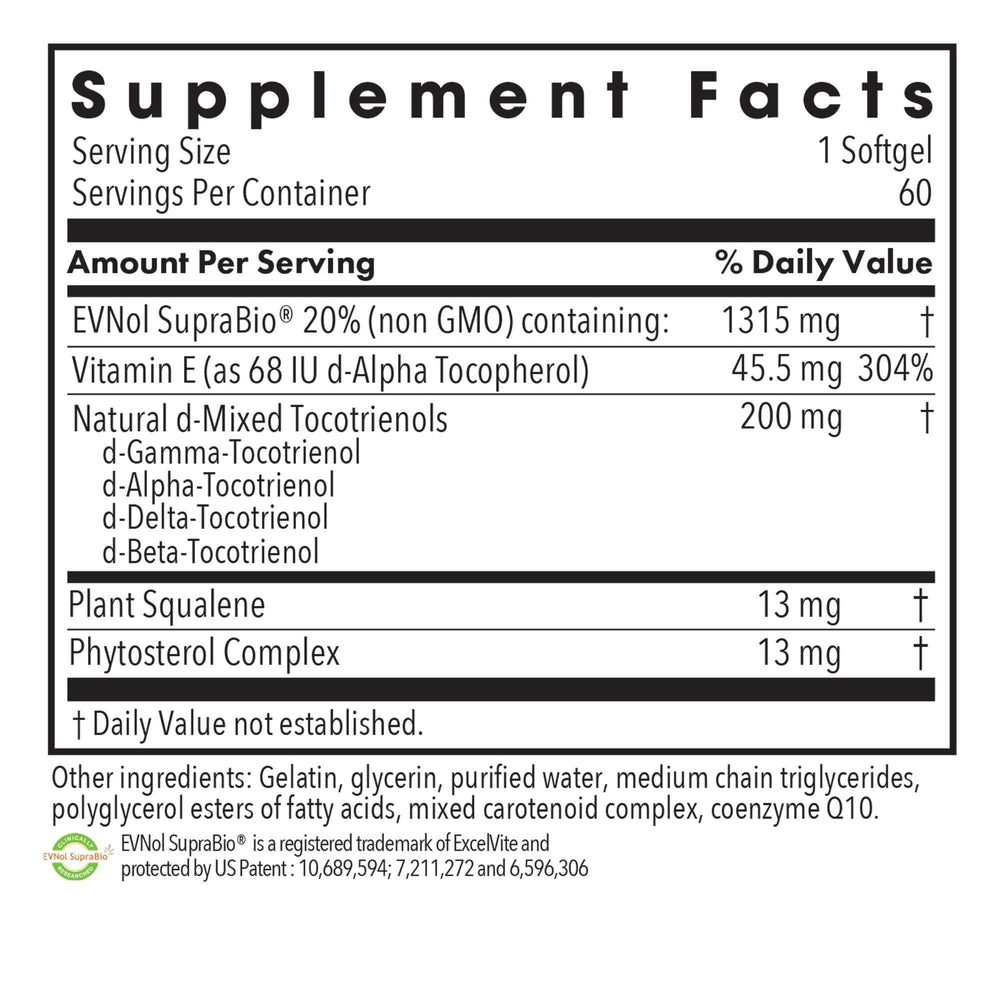 Allergy Research Group Tocomin SupraBio softgels closeup shows smooth capsules.