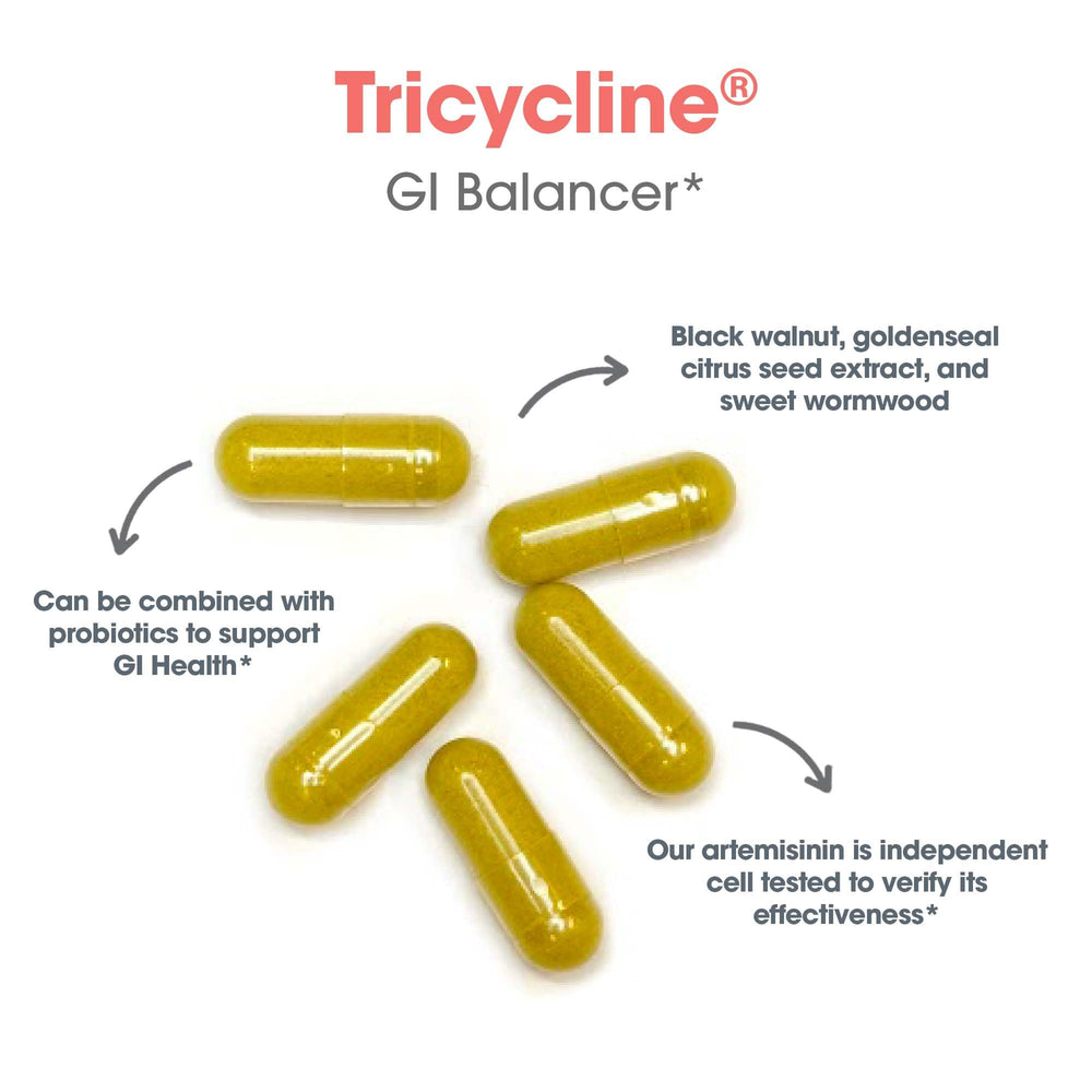 Tricycline black walnut hulls illustration for microbial balance.