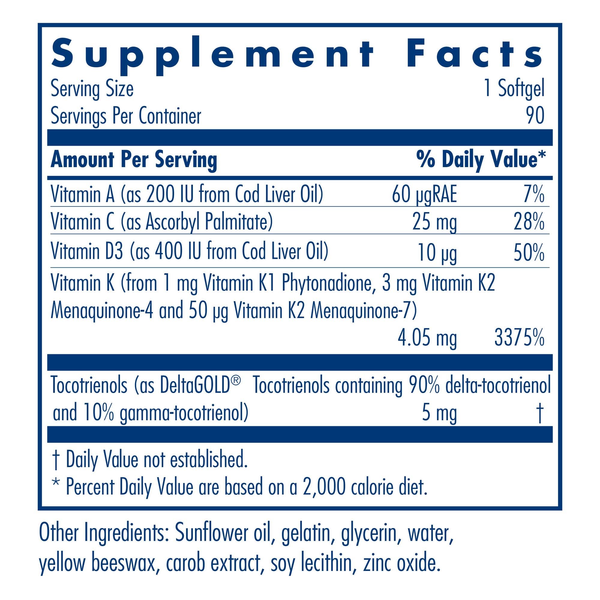 Close-up of Allergy Research Group Vitamin K capsules illustrating convenient softgels.