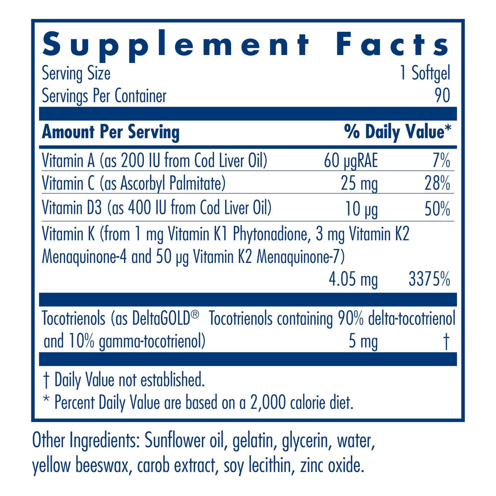 Close-up of Allergy Research Group Vitamin K capsules illustrating convenient softgels.