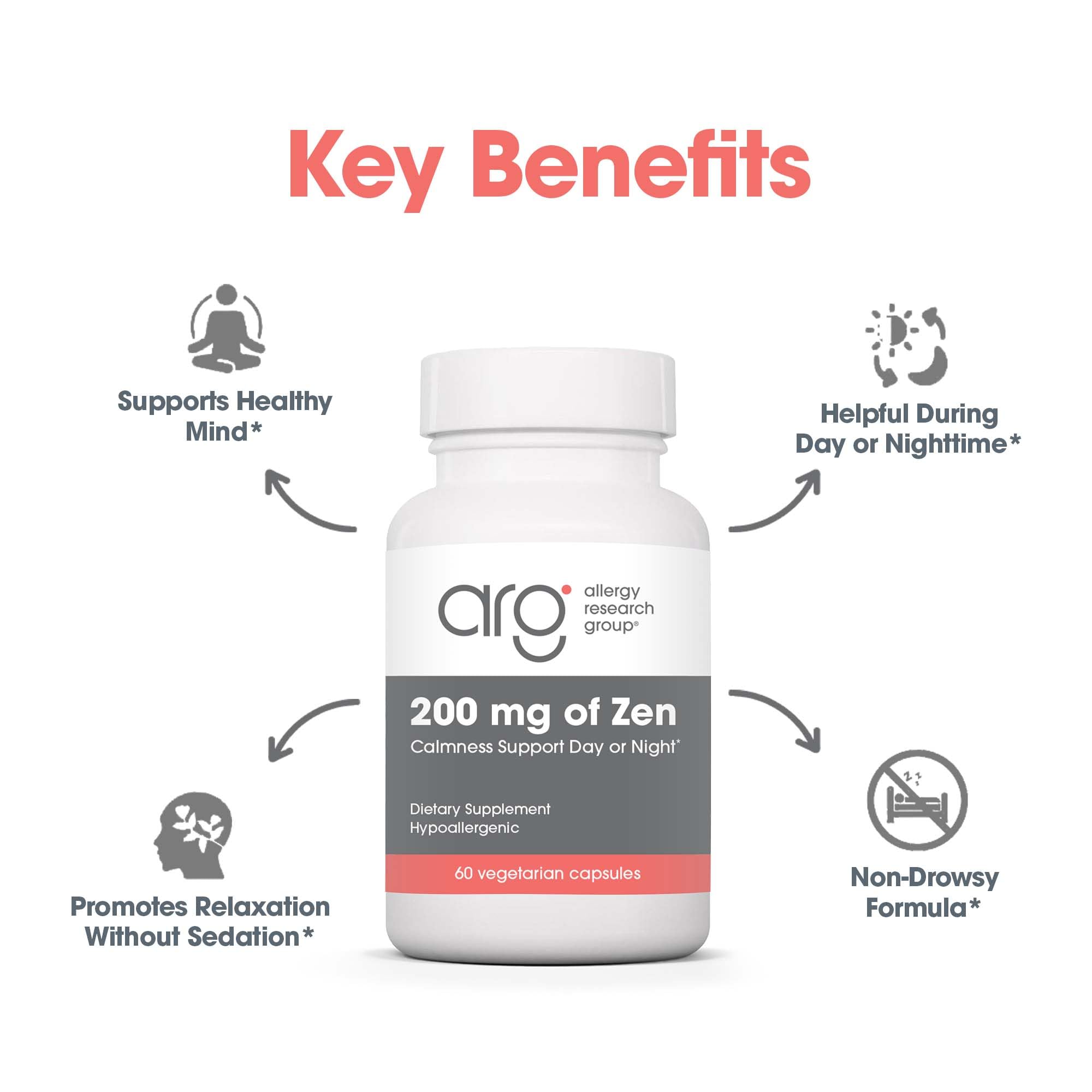 Zen capsules for day or night use supporting calm energy.