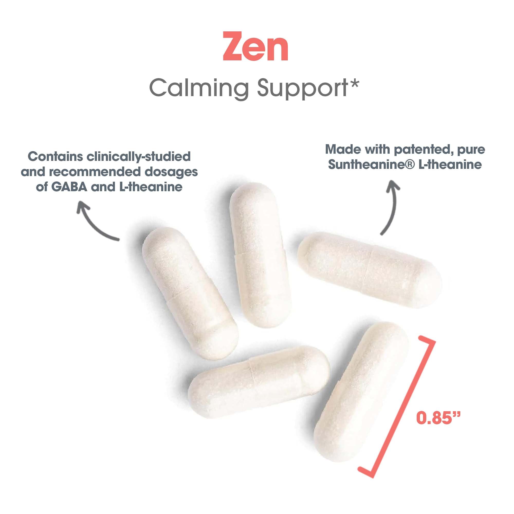 Two-capsule serving delivers GABA and L-Theanine for relaxation.