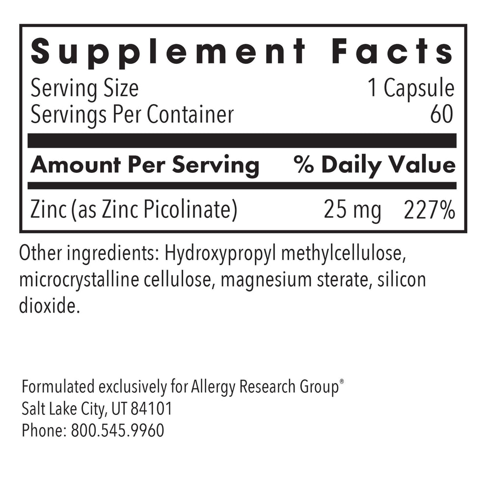 Front label shows zinc quantity and natural ingredients