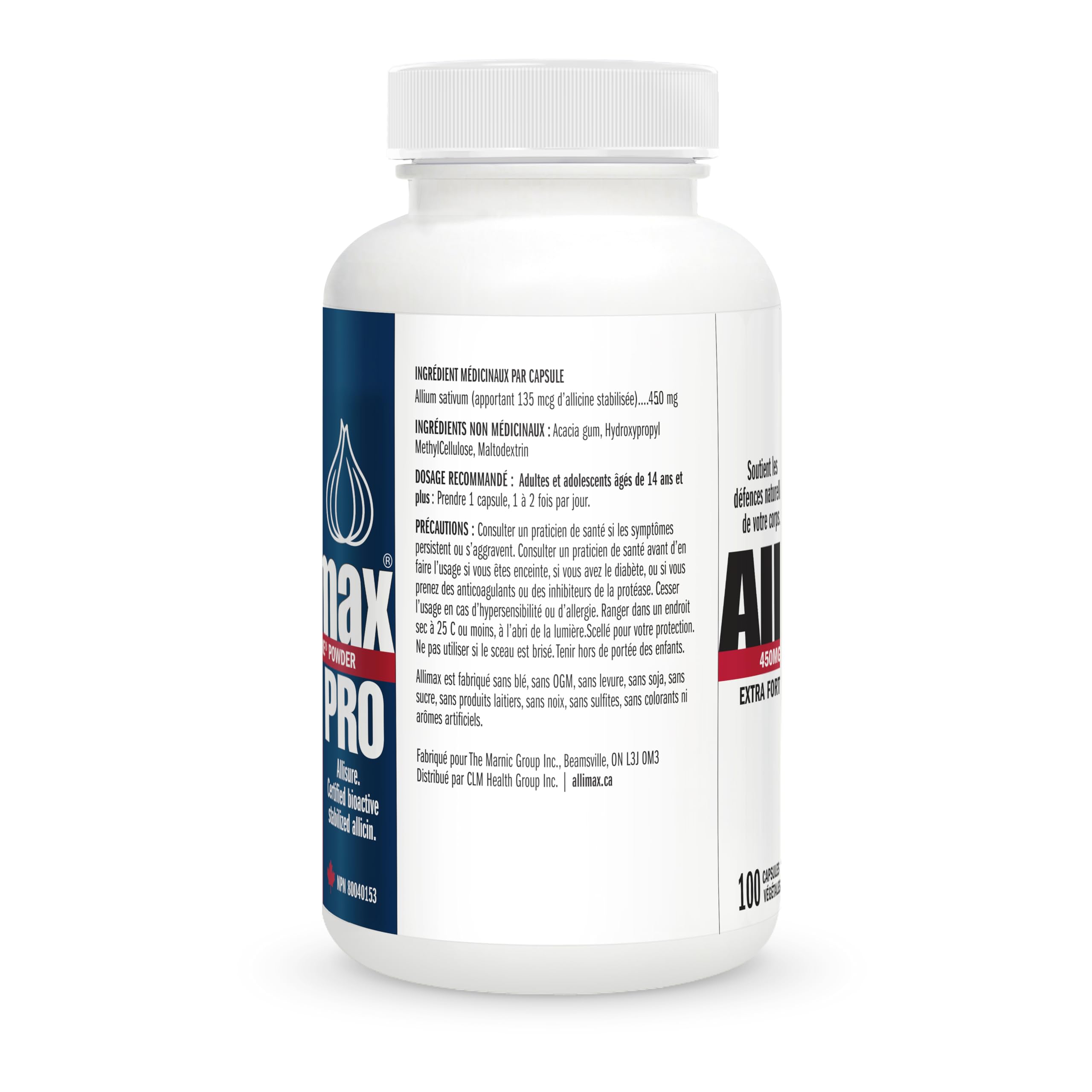 Allimax Pro vegetarian capsules demonstrate a clean, non-GMO formula for health-conscious shoppers.
