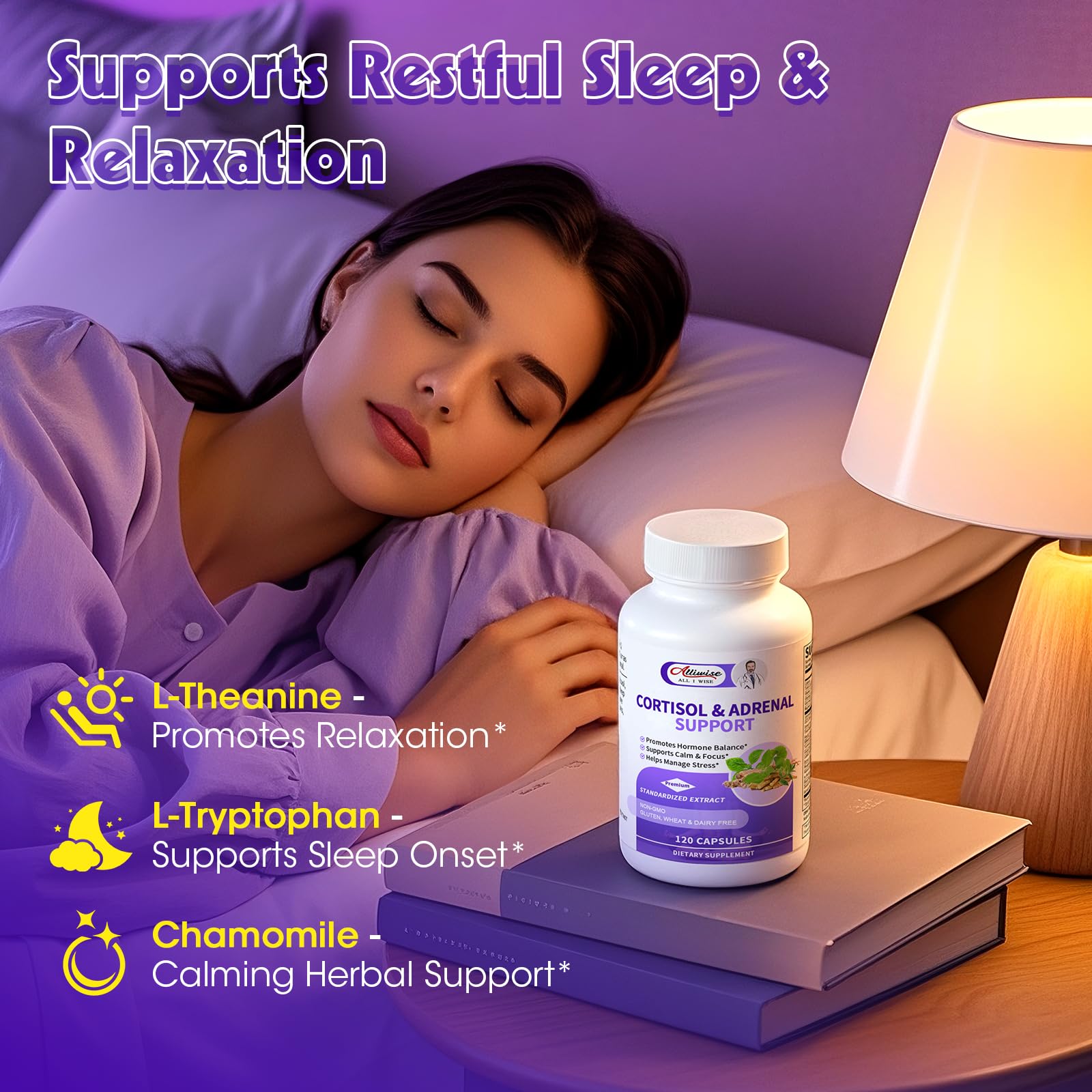 Alliwise Cortisol capsules pouring from the bottle.