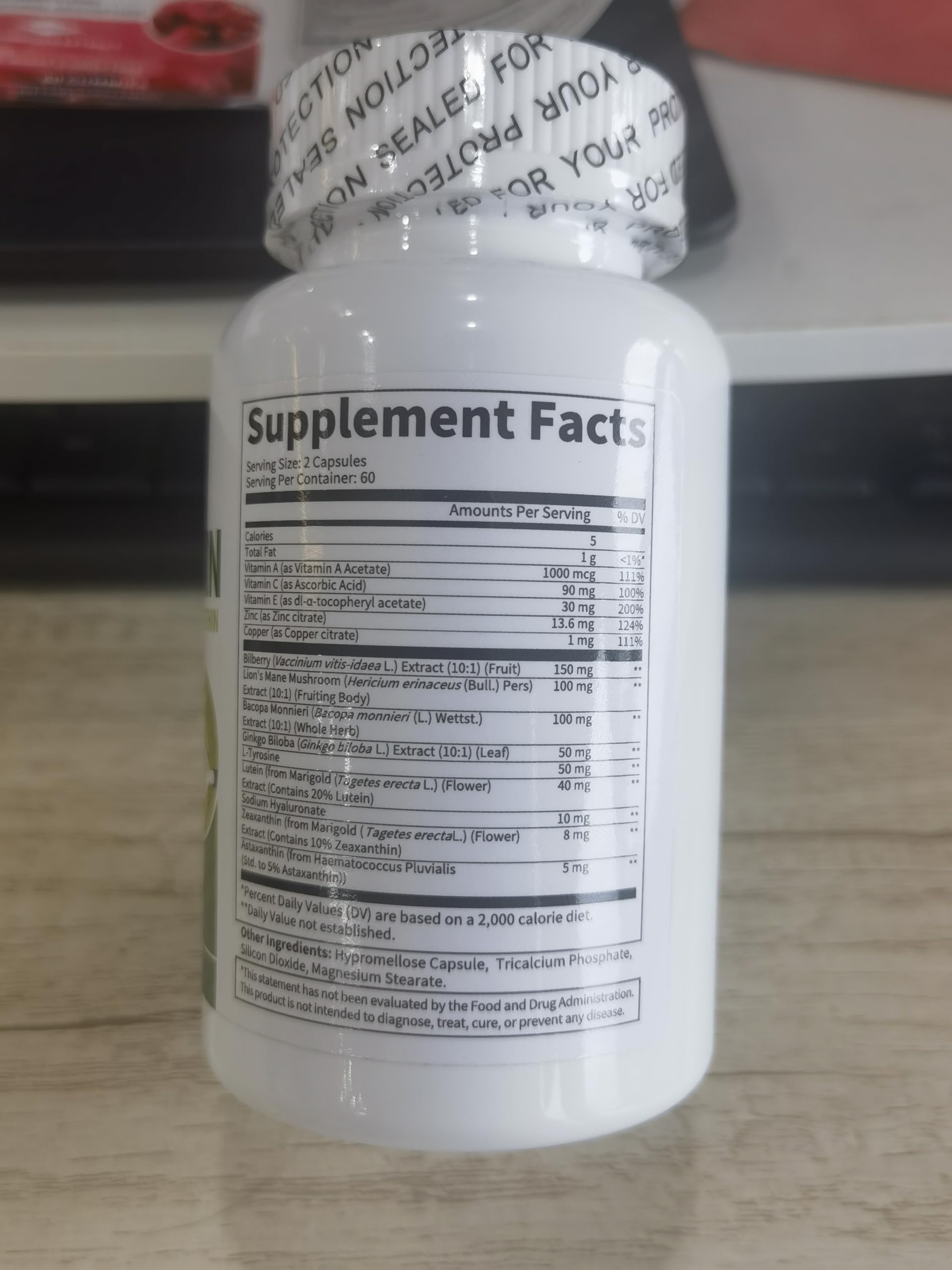 Alliwise Lutein Eye Vitamin bottle open with capsules ready for daily routine.