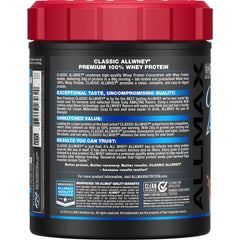 AllWhey Classic shaker cup shows ready-to-mix drink for workouts.