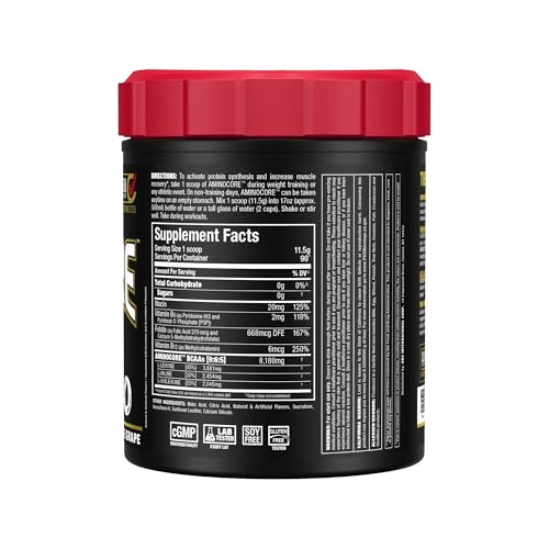 Close-up of ALLMAX AMINOCORE white grape powder for post-workout use.