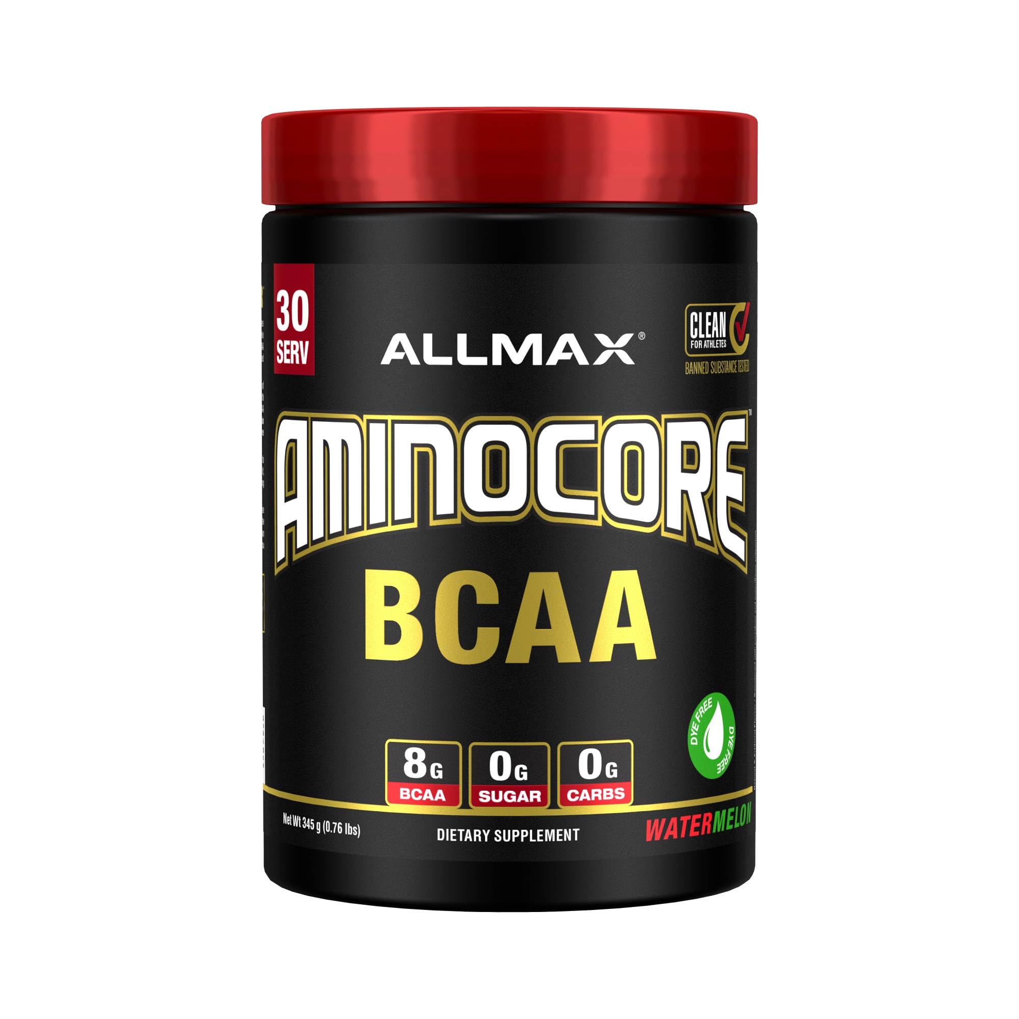 ALLMAX AMINOCORE Watermelon bottle front highlights refreshing workout flavor.