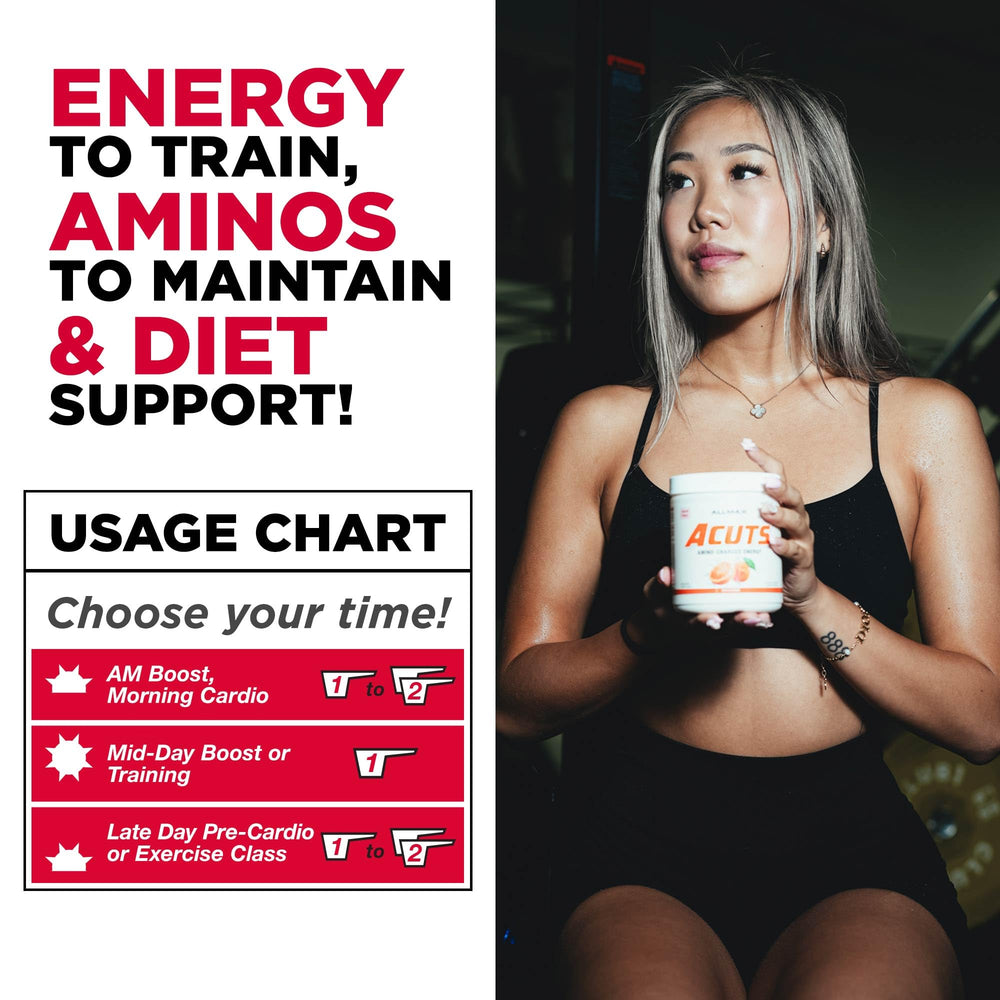 ALLMAX AMINOCUTS orange drink in glass after mixing, vibrant and inviting.