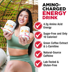 ALLMAX AMINOCUTS scoop and glass show easy-to-use daily energy mix.