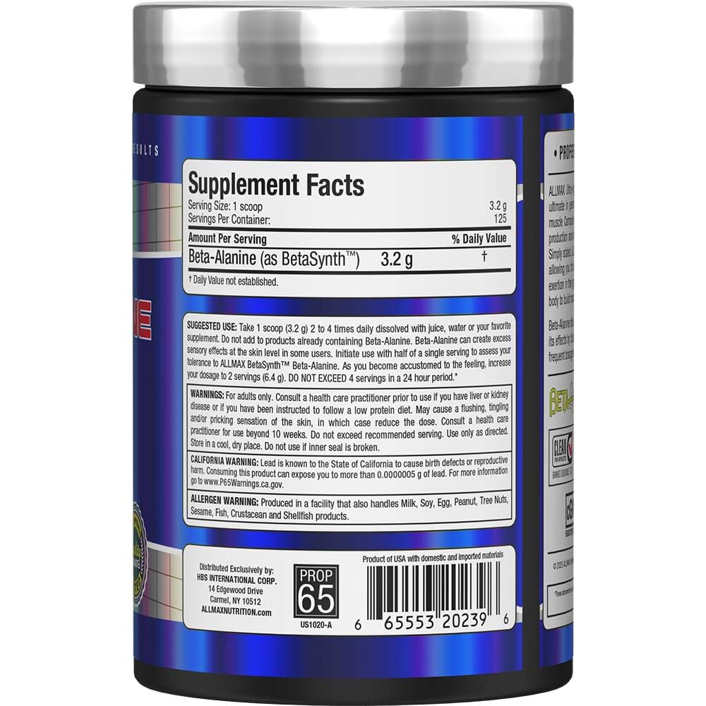 Scoop of AllMax Beta-Alanine Powder for precise daily dosing