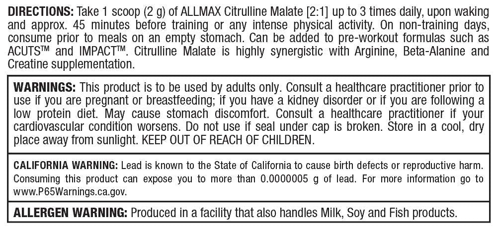 ALLMAX Citrulline Malate preworkout mix ready to blend with a drink