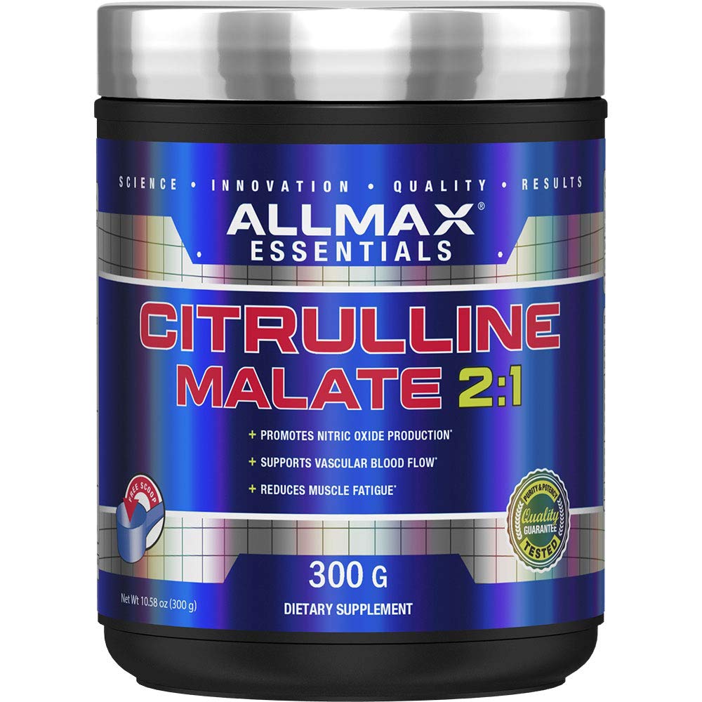 ALLMAX Citrulline Malate unflavored 300 g tub viewed up close for quality and size