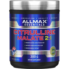 ALLMAX Citrulline Malate unflavored 300 g tub viewed up close for quality and size