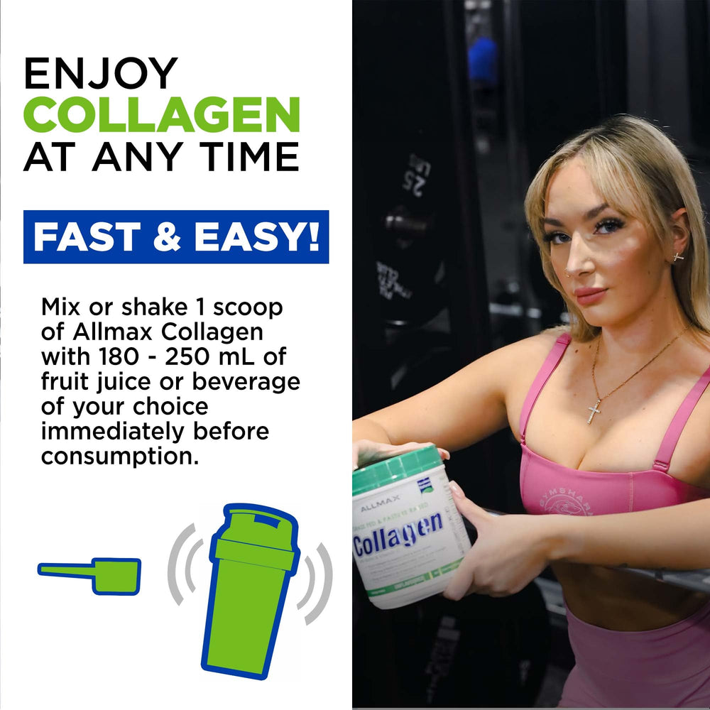 ALLMAX collagen in coffee mug for convenient morning addition