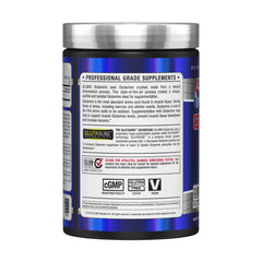 AllMAX Glutamine scoop beside bottle for easy post-workout mixing.