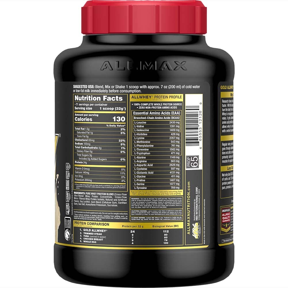 ALLMAX Gold ALLWHEY with BCAAs amino acids for supporting muscle recovery