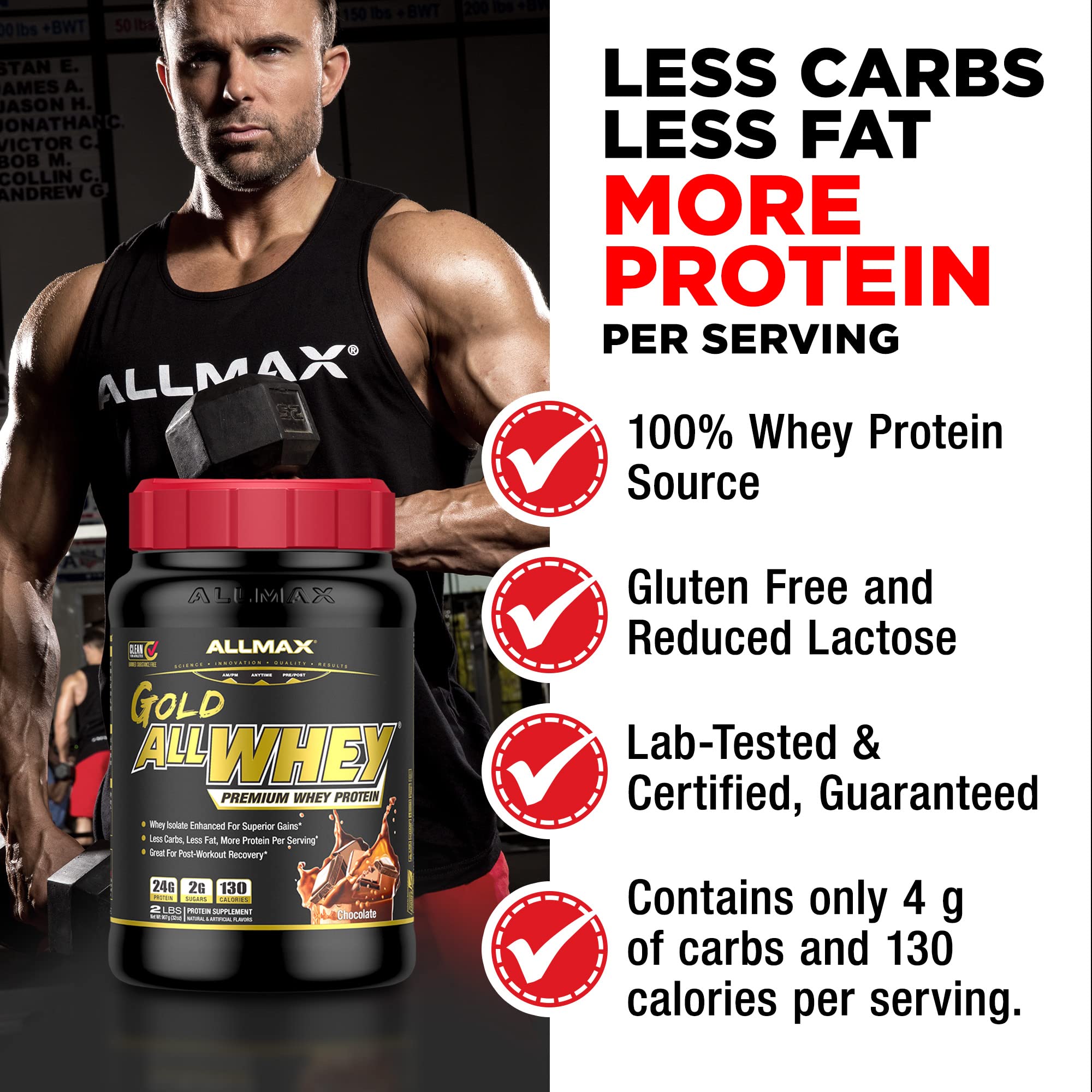 Chilled AllMax Gold ALLWHEY shake ready to drink after a workout.