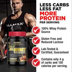 Chilled AllMax Gold ALLWHEY shake ready to drink after a workout.